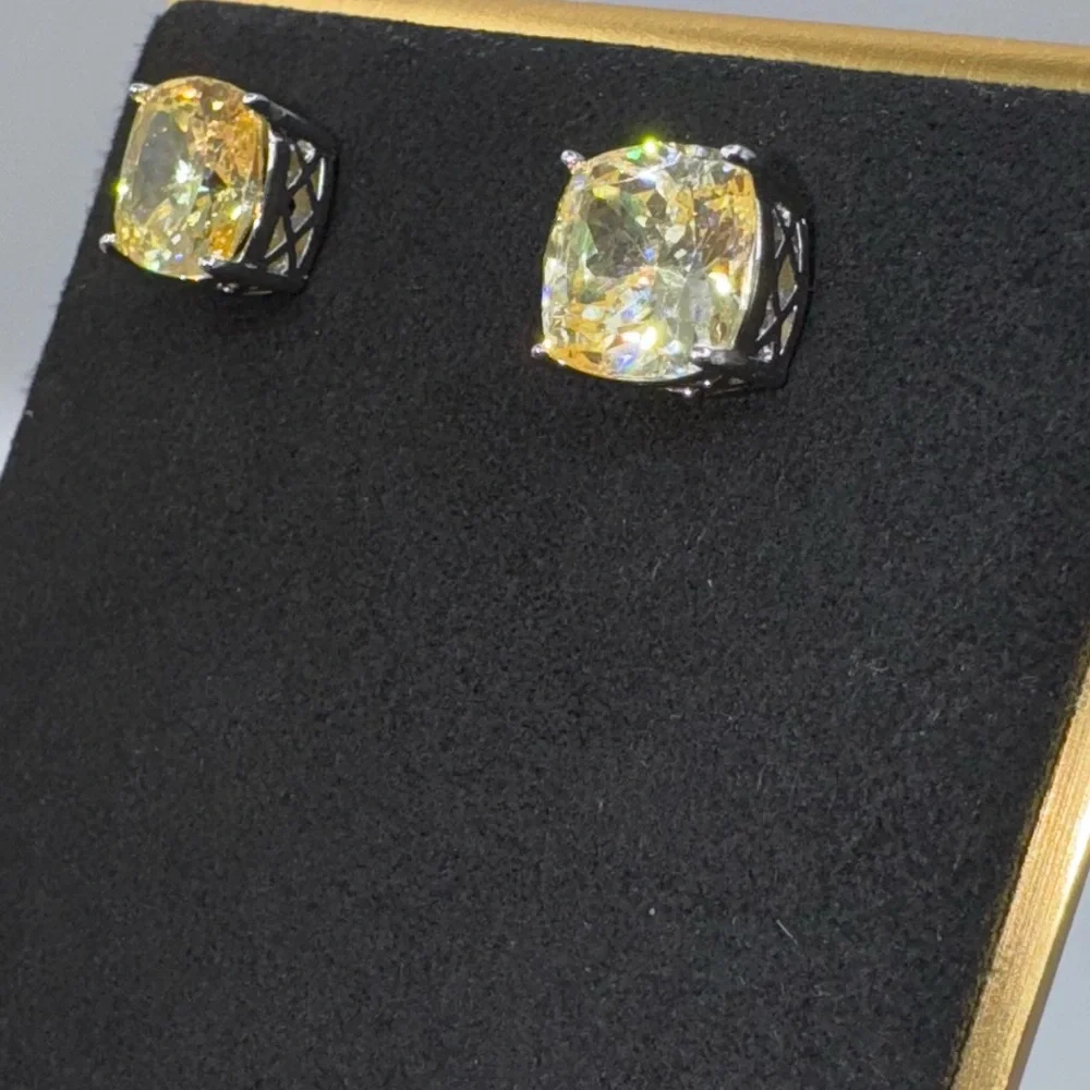 7.5ct Cushion Canary Studs - Picture 9 of 13